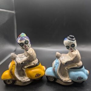 Day of the Dead Skeleton Figurines on Scooters